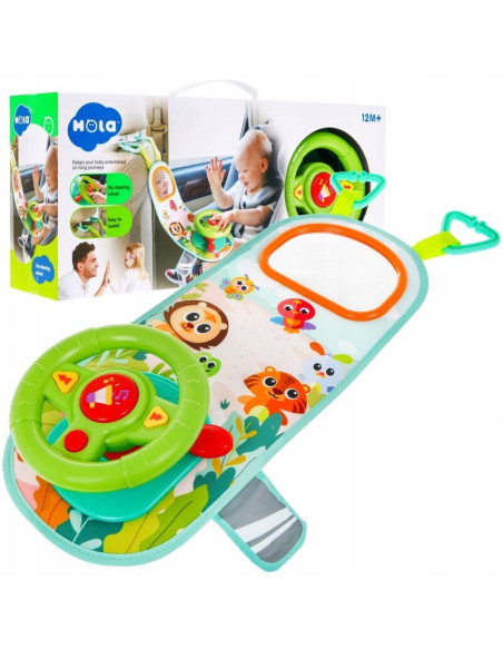 BN-993,Jucarie interactiva Volan, Cu melodii si sunete, Cu oglinda, Hola Toys, Multicolor