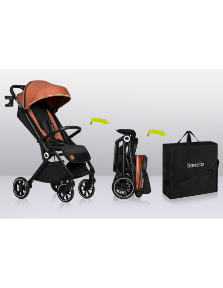 BN-LO-CLOE_BROWN_RUST,Lionelo - Carucior sport Cloe, De la nastere, Cu accesorii, Cadru din aluminiu, 0-22 kg, Usor, Pliabil cu 