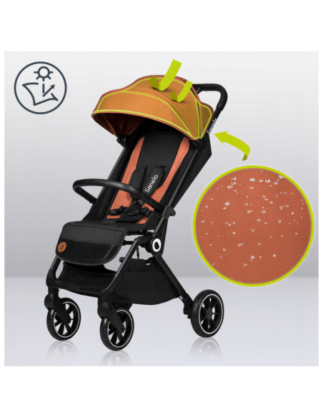 BN-LO-CLOE_BROWN_RUST,Lionelo - Carucior sport Cloe, De la nastere, Cu accesorii, Cadru din aluminiu, 0-22 kg, Usor, Pliabil cu 