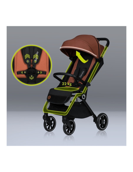 BN-LO-CLOE_BROWN_RUST,Lionelo - Carucior sport Cloe, De la nastere, Cu accesorii, Cadru din aluminiu, 0-22 kg, Usor, Pliabil cu 