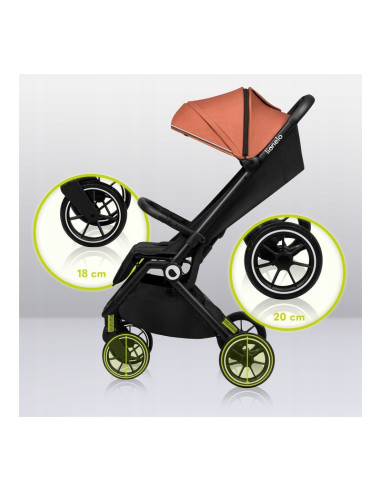 BN-LO-CLOE_BROWN_RUST,Lionelo - Carucior sport Cloe, De la nastere, Cu accesorii, Cadru din aluminiu, 0-22 kg, Usor, Pliabil cu 