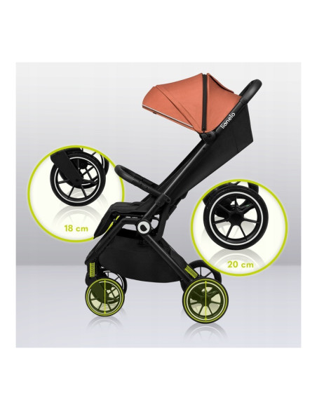 BN-LO-CLOE_BROWN_RUST,Lionelo - Carucior sport Cloe, De la nastere, Cu accesorii, Cadru din aluminiu, 0-22 kg, Usor, Pliabil cu 