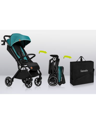 BN-LO-CLOE_GREEN_EMERALD,Lionelo - Carucior sport Cloe, De la nastere, Cu accesorii, Cadru din aluminiu, 0-22 kg, Usor, Pliabil 