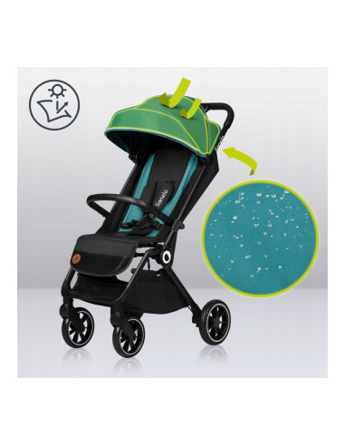 BN-LO-CLOE_GREEN_EMERALD,Lionelo - Carucior sport Cloe, De la nastere, Cu accesorii, Cadru din aluminiu, 0-22 kg, Usor, Pliabil 