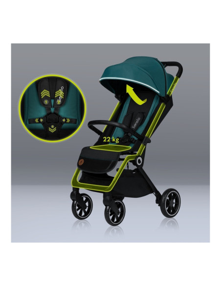 BN-LO-CLOE_GREEN_EMERALD,Lionelo - Carucior sport Cloe, De la nastere, Cu accesorii, Cadru din aluminiu, 0-22 kg, Usor, Pliabil 