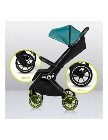 BN-LO-CLOE_GREEN_EMERALD,Lionelo - Carucior sport Cloe, De la nastere, Cu accesorii, Cadru din aluminiu, 0-22 kg, Usor, Pliabil 