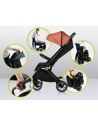 BN-LO-CLOE_GREY_STONE,Lionelo - Carucior sport Cloe, De la nastere, Cu accesorii, Cadru din aluminiu, 0-22 kg, Usor, Pliabil cu 