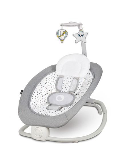 BN-LO-PASCAL_GREY_DOVE,Lionelo - Fotoliu balansoar cu vibratii, Pascal Scandi, Cu 12 melodii linistitoare, Pliabil, 80x49 cm, Gr