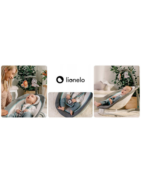 BN-LO-PASCAL_GREY_DOVE,Lionelo - Fotoliu balansoar cu vibratii, Pascal Scandi, Cu 12 melodii linistitoare, Pliabil, 80x49 cm, Gr