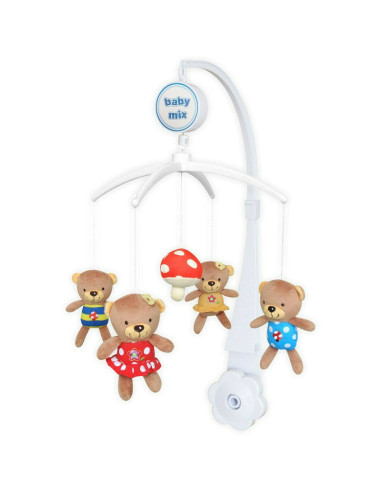 BN-20218,Carusel muzical pentru patut, Cu 5 jucarii din plus, Bears, Baby Mix