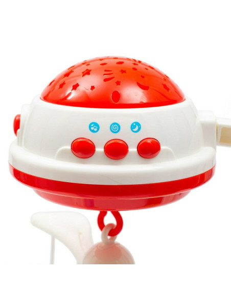 BN-37046,Carusel muzical pentru patut bebelusi, Cu proiectii, Cu melodii si sunete ale naturii, Cu 11 jucarii, Baby Mix, Red