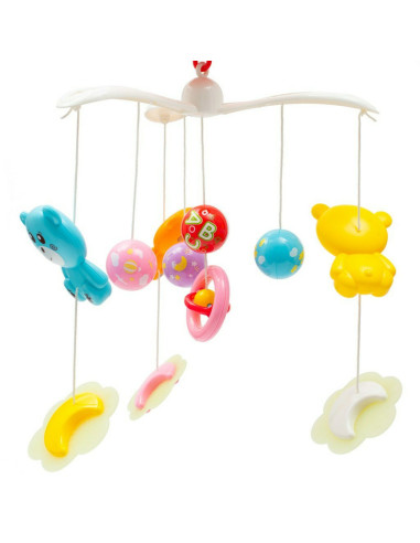 BN-37046,Carusel muzical pentru patut bebelusi, Cu proiectii, Cu melodii si sunete ale naturii, Cu 11 jucarii, Baby Mix, Red