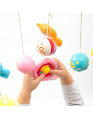 BN-37046,Carusel muzical pentru patut bebelusi, Cu proiectii, Cu melodii si sunete ale naturii, Cu 11 jucarii, Baby Mix, Red