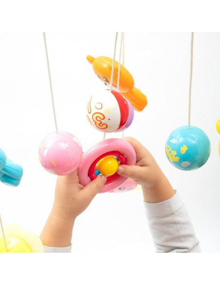 BN-37046,Carusel muzical pentru patut bebelusi, Cu proiectii, Cu melodii si sunete ale naturii, Cu 11 jucarii, Baby Mix, Red