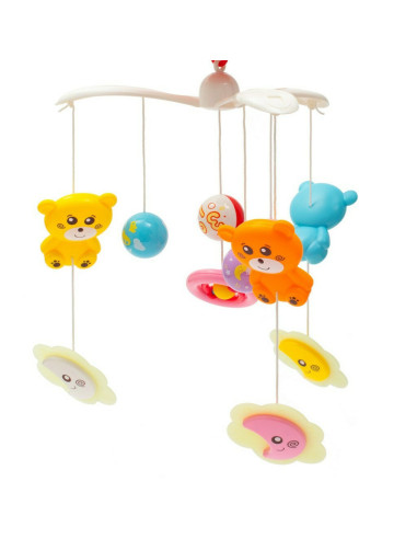 BN-37046,Carusel muzical pentru patut bebelusi, Cu proiectii, Cu melodii si sunete ale naturii, Cu 11 jucarii, Baby Mix, Red