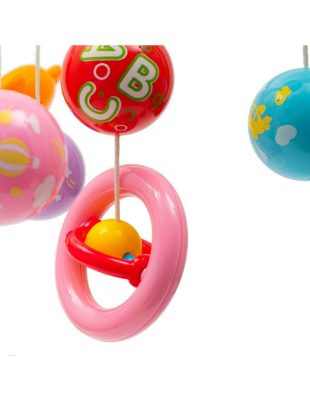 BN-37046,Carusel muzical pentru patut bebelusi, Cu proiectii, Cu melodii si sunete ale naturii, Cu 11 jucarii, Baby Mix, Red