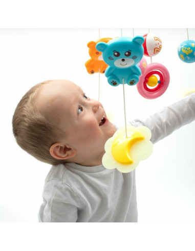 BN-37046,Carusel muzical pentru patut bebelusi, Cu proiectii, Cu melodii si sunete ale naturii, Cu 11 jucarii, Baby Mix, Red