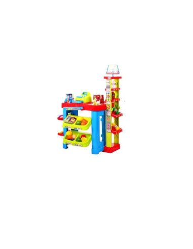 5906190295668,Set de joaca MalPlay Supermarket pentru copii,casa de marcat,alimente si cos de cumparaturi, 80 cm