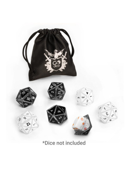 GDN1-DnDSET-Norm,Set 6 carcase zar GoDice RPG, 3 albe + 3 negre, saculet transport/depozitare
