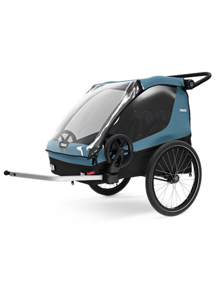 TA10102001,Remorca de bicicleta pentru transport copii, Thule, Courier, Aegean Blue, 2 locuri