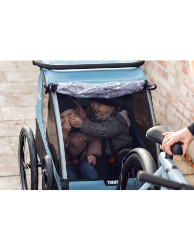 TA10102001,Remorca de bicicleta pentru transport copii, Thule, Courier, Aegean Blue, 2 locuri