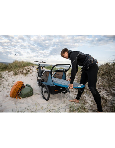 TA10102001,Remorca de bicicleta pentru transport copii, Thule, Courier, Aegean Blue, 2 locuri