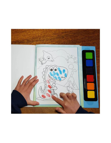 BB121,Carticica de colorat si pictat cu degetul - Dinozaur