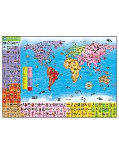 Puzzle si poster Harta lumii (limba engleza 150 piese) WORLD