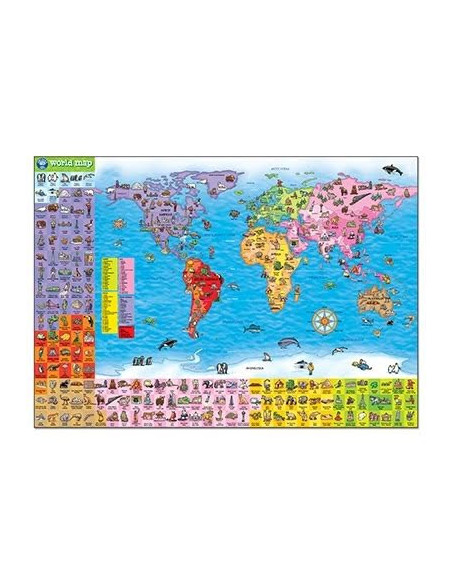 Puzzle si poster Harta lumii (limba engleza 150 piese) WORLD