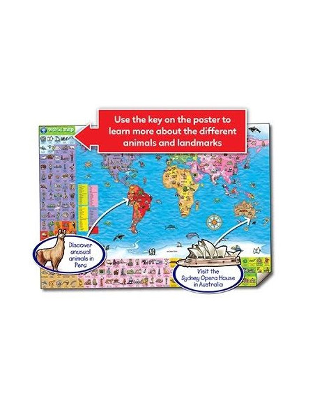 Puzzle si poster Harta lumii (limba engleza 150 piese) WORLD