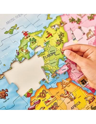 Puzzle si poster Harta lumii (limba engleza 150 piese) WORLD