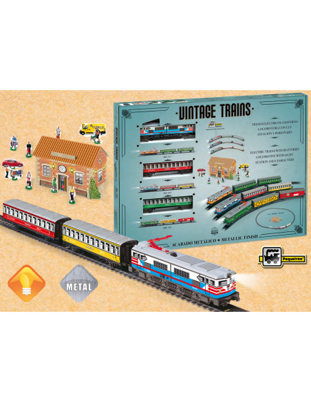 Trenulet electric calatori cu far si macheta Trenulet electric calatori cu far si macheta