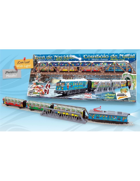 Trenulet electric Christmas cu lumina, pod si Trenulet electric Christmas cu lumina, pod si