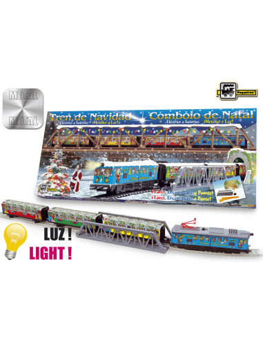 Trenulet electric Christmas cu lumina, pod si Trenulet electric Christmas cu lumina, pod si