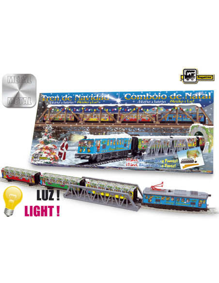Trenulet electric Christmas cu lumina, pod si Trenulet electric Christmas cu lumina, pod si
