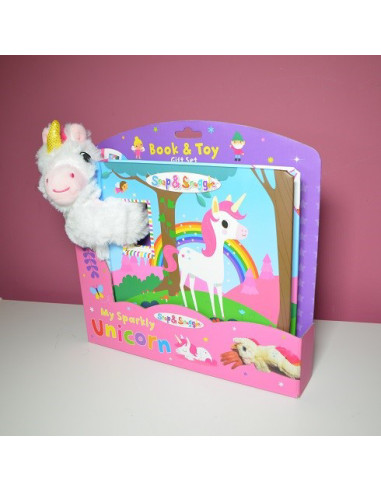 BBWW001,Unicornul Meu Stralucitor in Cutie - animalut de plus si carticica in limba engleza