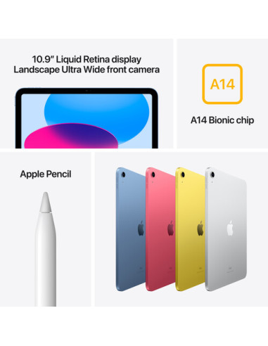 MPQ13LL/A,Apple iPad 10 10.9" WiFi 64GB Blue (US power adapter with included US- to-EU