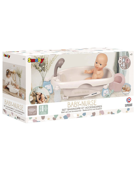 S7600220366,Set Smoby Baby Nurse cadita, olita si accesorii pentru papusi