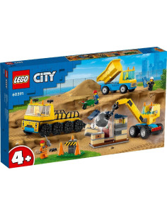 60391,Lego City Camioane De Constructie Si Macara Cu Bila Pentru Demolari 60391