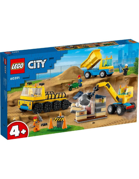 60391,Lego City Camioane De Constructie Si Macara Cu Bila Pentru Demolari 60391
