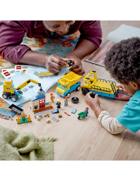 60391,Lego City Camioane De Constructie Si Macara Cu Bila Pentru Demolari 60391