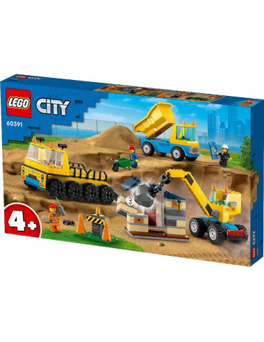 60391,Lego City Camioane De Constructie Si Macara Cu Bila Pentru Demolari 60391