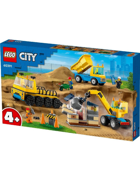 60391,Lego City Camioane De Constructie Si Macara Cu Bila Pentru Demolari 60391