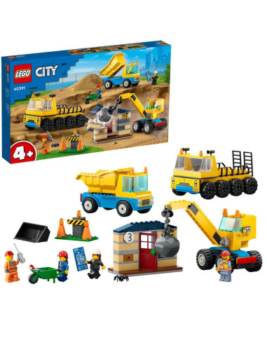60391,Lego City Camioane De Constructie Si Macara Cu Bila Pentru Demolari 60391