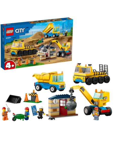 60391,Lego City Camioane De Constructie Si Macara Cu Bila Pentru Demolari 60391