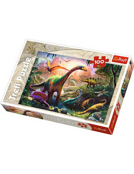 TR-16277,Puzzle Trefl 100 Pe Taramul Dinozaurilor