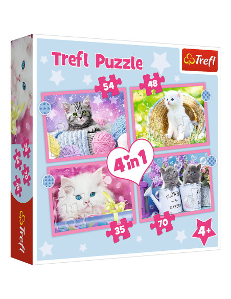 TR-34396,Puzzle Trefl 4in1 Pisicutele Dragalase