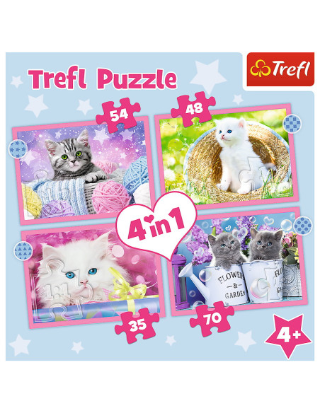 TR-34396,Puzzle Trefl 4in1 Pisicutele Dragalase