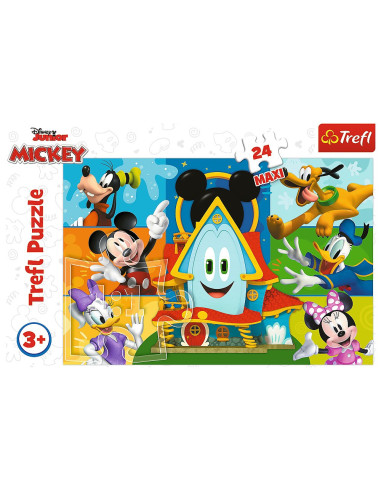 TR-14351,Puzzle Trefl 24 Maxi Mickey Mouse Casa Prietenilor Amuzanti
