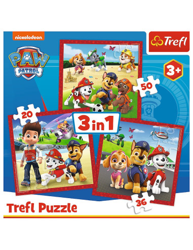 TR-34867,Puzzle Trefl 3in1 Patrula Catelusilor Catelusii Fericiti